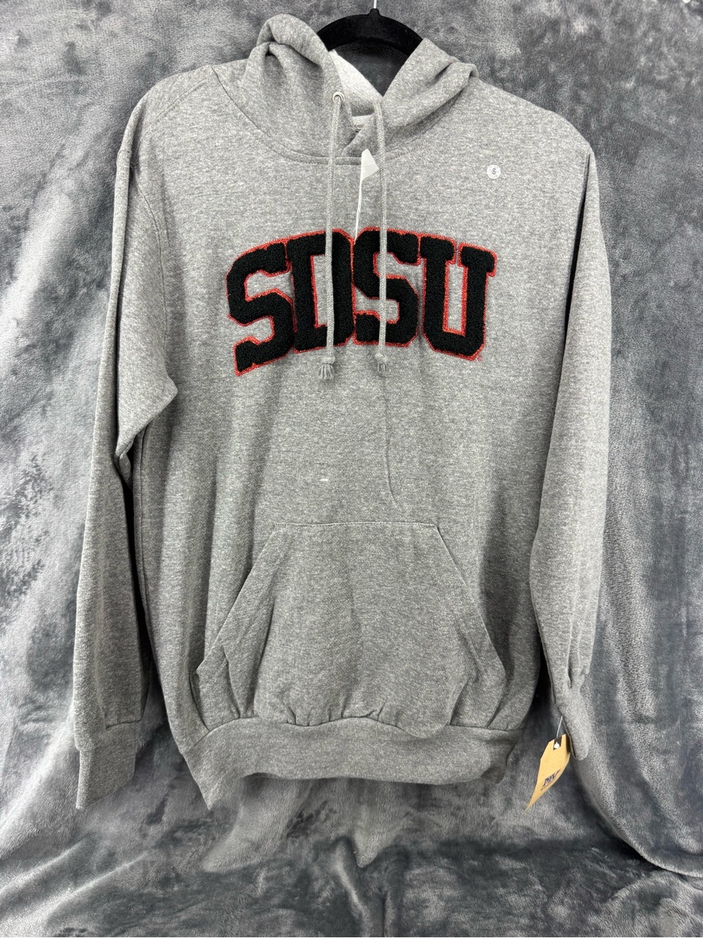 NWT MV Sport SDSU San Diego Chenille Letter Graphite Gray Logo Hoodie Size Small